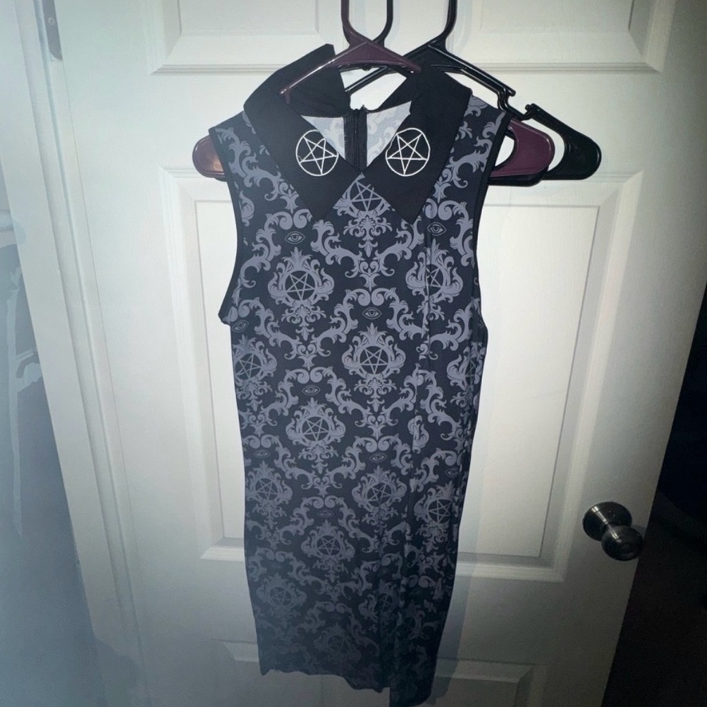 Pentagram Gothic Dress with Collar